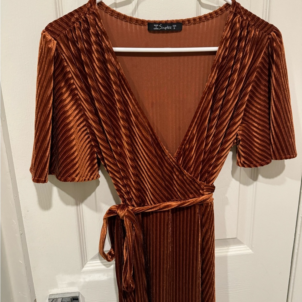 Velvet amber wrap dress